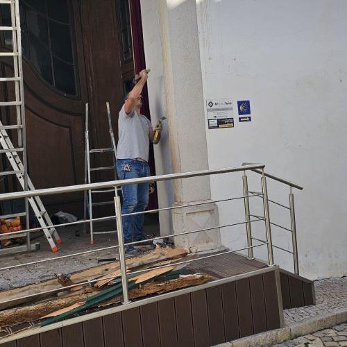 Removing old Church door frame